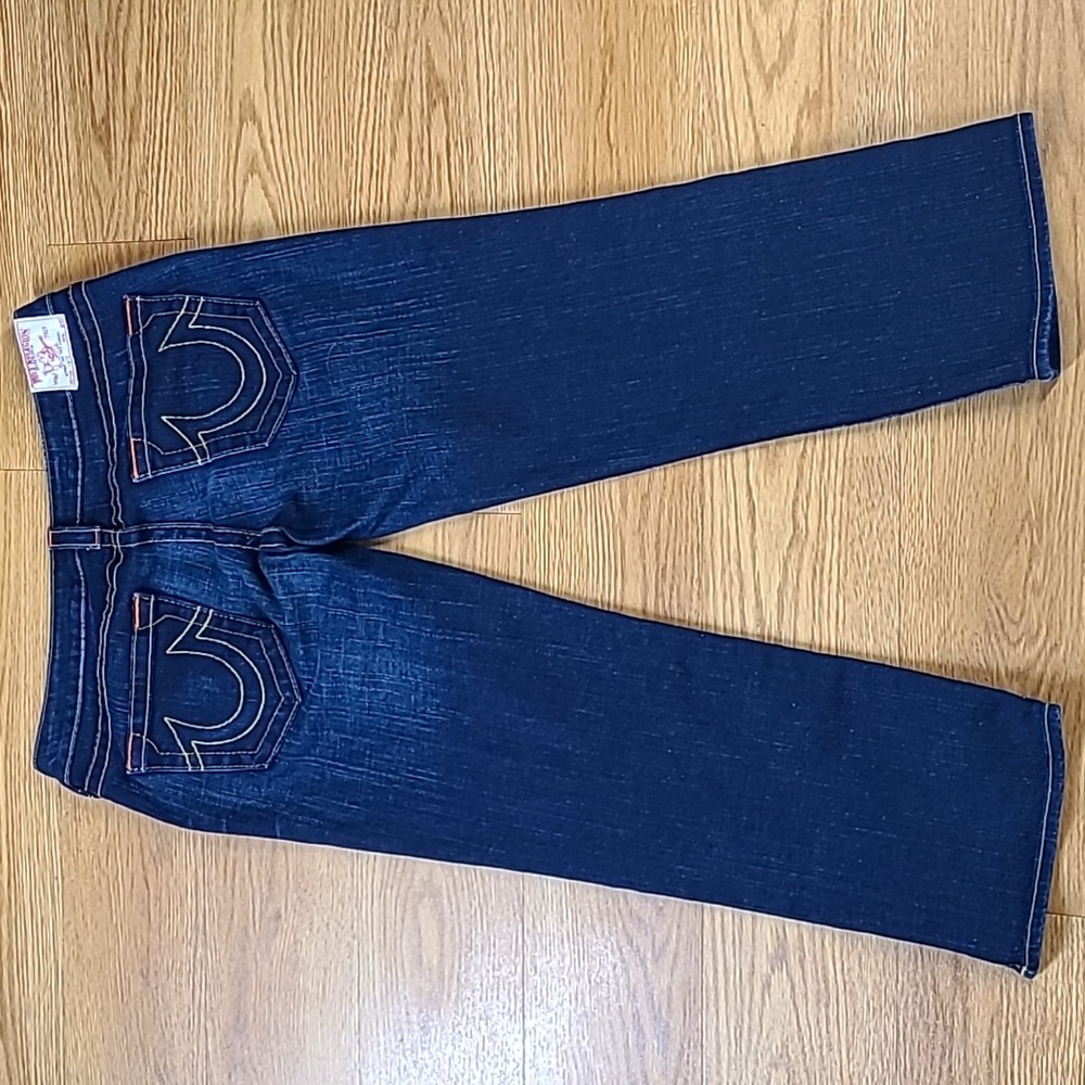 TRUE RELIGION VITAGE 32x25 WOMENS GIRLS STRIGHT DENIM DARK WASH KATE JEANS - Picture 2 of 8